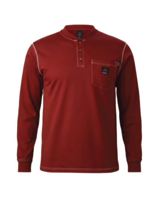 Forge Fr Men's  Burgundy Light Weight Contrast Stitch Henley