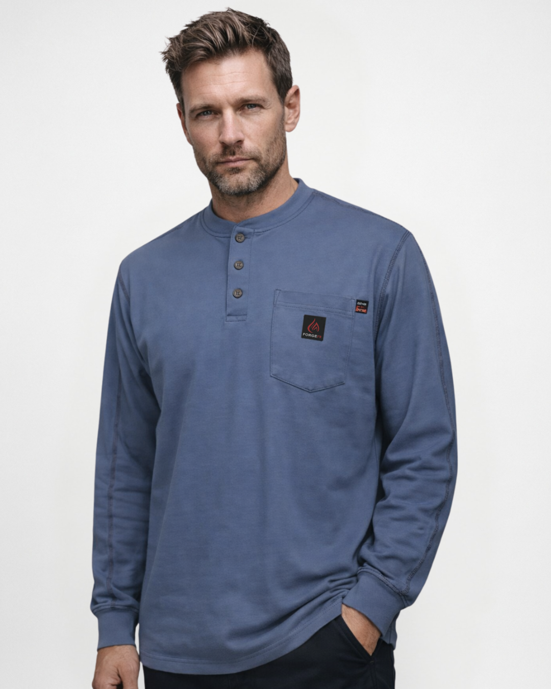 FORGE FR MEN'S STRETCH HENLEY TEE