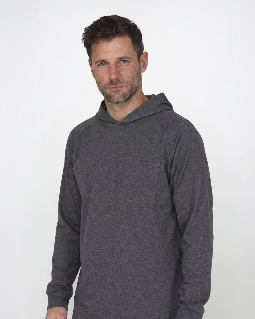 FORGE FR MEN'S CHARCOAL GREY HOODED TEE