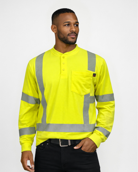 FORGE FR MEN'S YELLOW HI-VIS HENLEY TEE