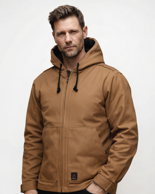 Forge Fr Men's Brown Insulated Duck Hooded Jacket