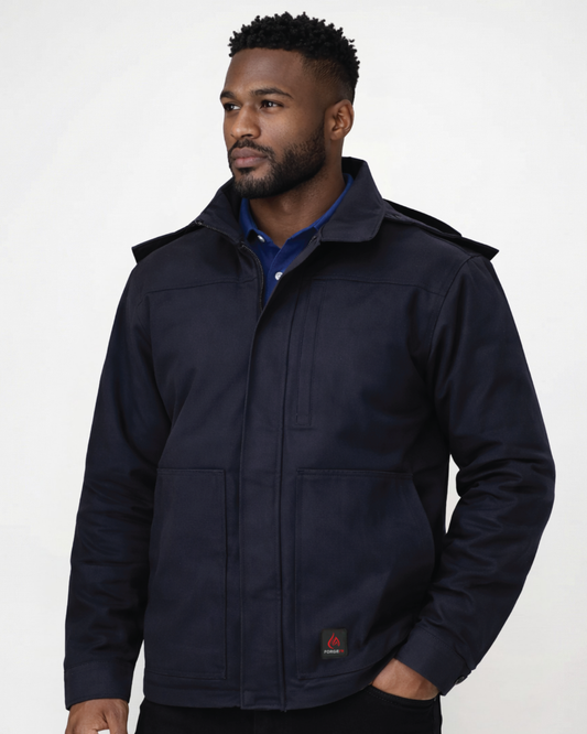 Forge Fr Men's Navy Insulated Duck Hooded Jacket