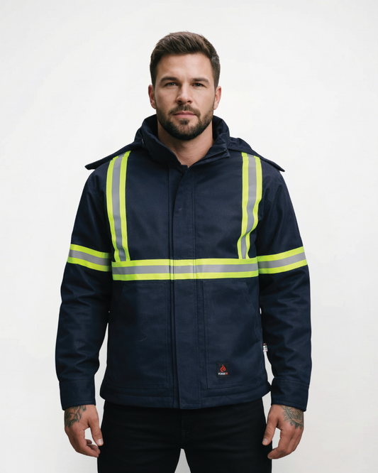 FORGE FR MEN'S DUCK JACKET WITH DETACHABLE HOOD WITH TAPING