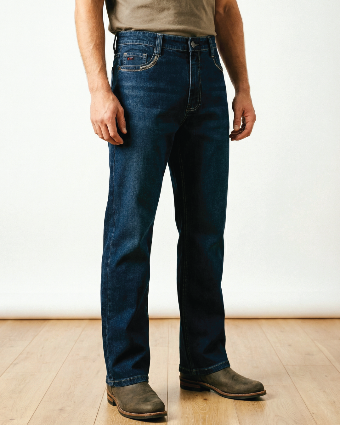 FORGE FR MEN'S DENIM STRETCH JEANS WITH EMBROIDERY