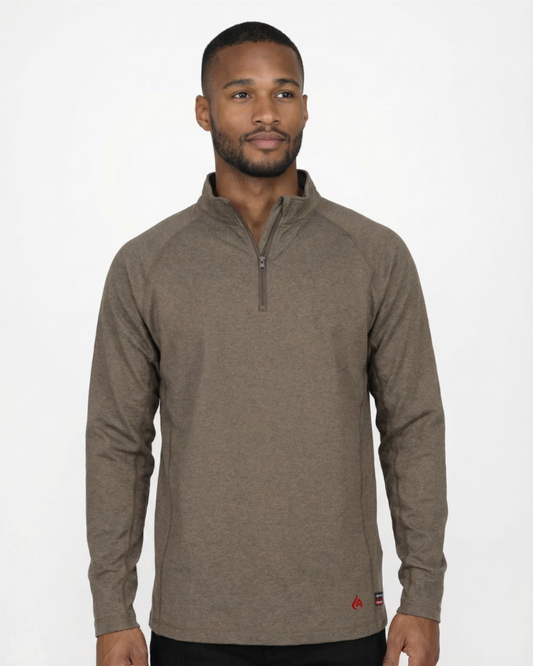 FORGE FR  MEN'S HEATHER BROWN  1/4 ZIP TEE