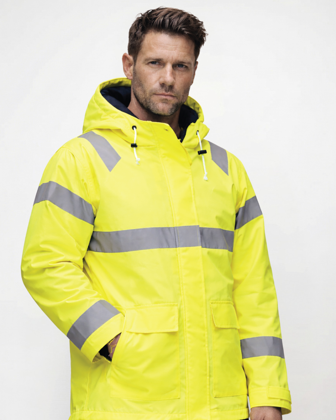 Forge Fr Men's Yellow hi-Vis Rain Jacket