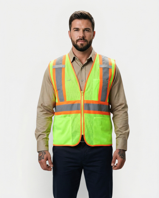 Forge  Men's Hi-Vis Mesh Zip Pocket Vest