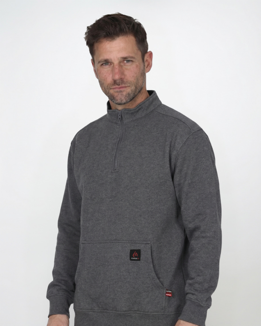 Forge Fr Men's Charcoal Grey High Neck ¼ Zip Sweater