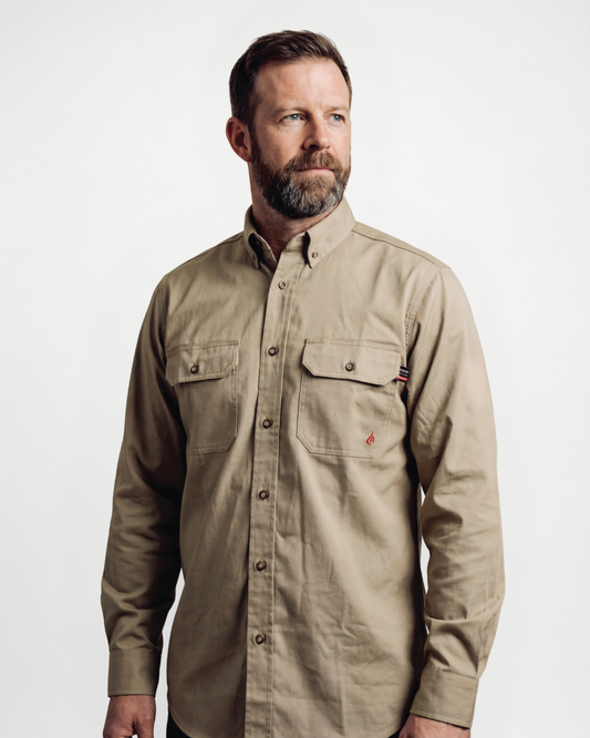 Forge Fr Men's Khaki Button Long Sleeve Shirt