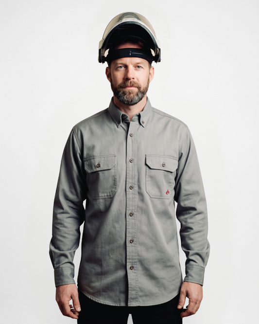 Forge Fr Men's Light Grey Button Long Sleeve Shirt