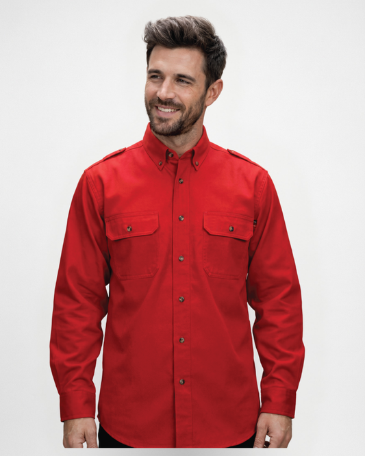 Forge Fr Men's Red Button Long Sleeve Shirt