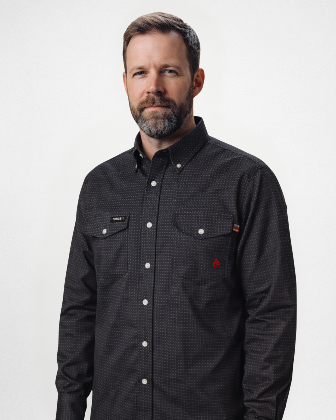 FORGE FR MEN'S PLAID Jet Black LONG SLEEVE BUTTON SHIRT