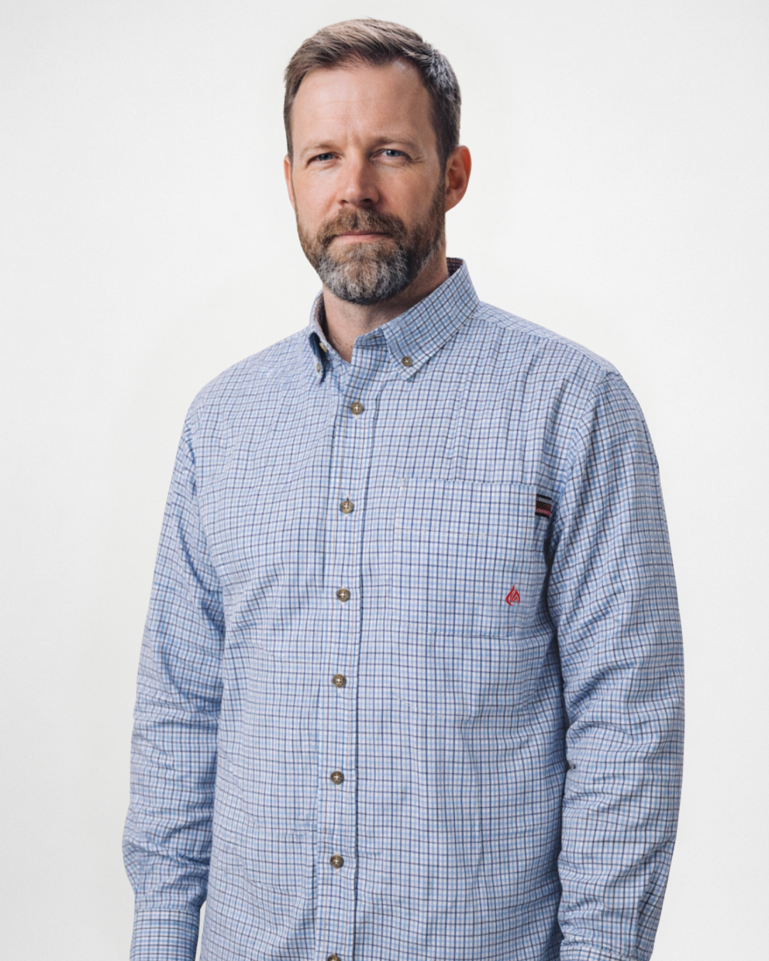 FORGE FR MEN'Slight Blue PLAID LONG SLEEVE BUTTON SHIRT