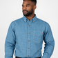 FORGE FR MEN'S Aqua Blue PLAID LONG SLEEVE BUTTON SHIRT