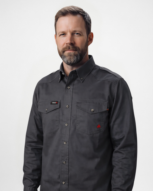 MEN'S FR Grey BUTTON RIPSTOP SHIRT
