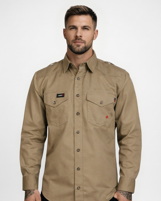MEN'S FR Khaki BUTTON RIPSTOP SHIRT