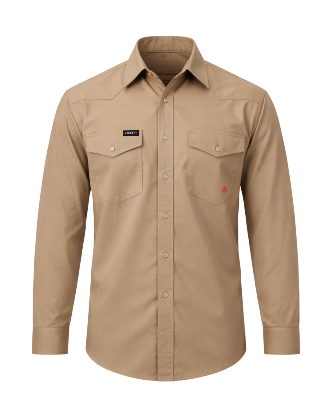 Forge Fr Men's Solid Khaki Long Sleeve Shirt