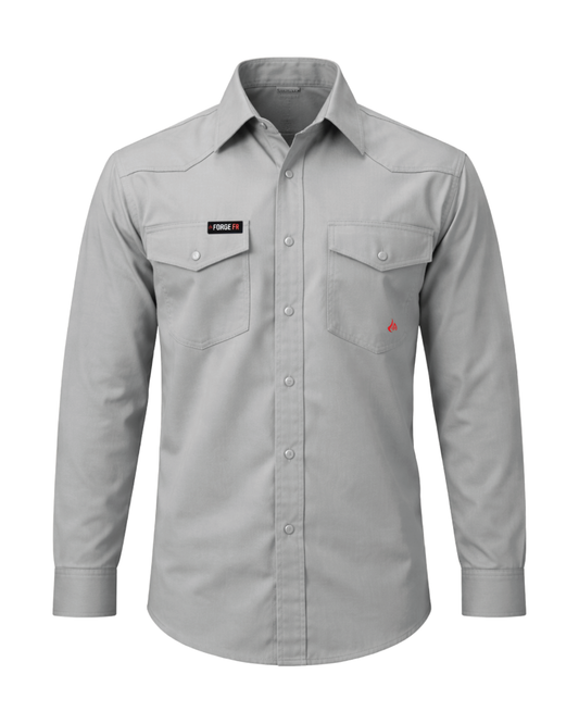 Forge Fr Men's Solid Light Grey Long Sleeve Shirt