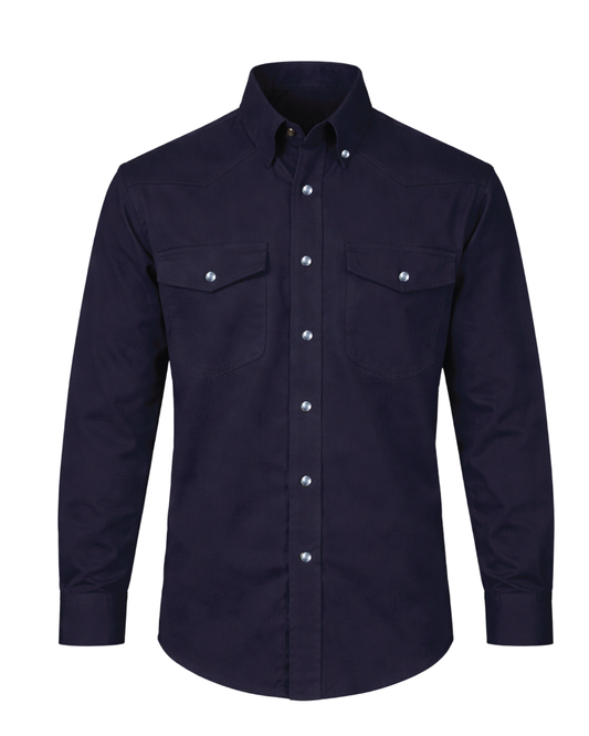 Forge Fr Men's Solid Navy Long Sleeve Shirt
