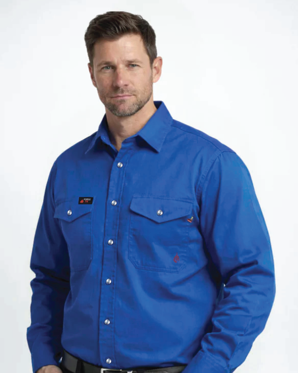 Forge Fr Men's Solid Royal Blue Long Sleeve Shirt