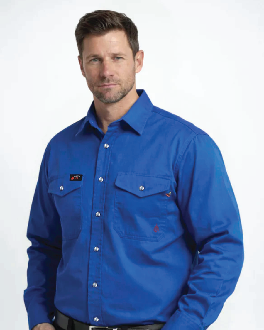 Forge Fr Men's Solid Royal Blue Long Sleeve Shirt