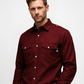 Forge Fr Men's Burgundy Plaid Printed Long Sleeve Shirt