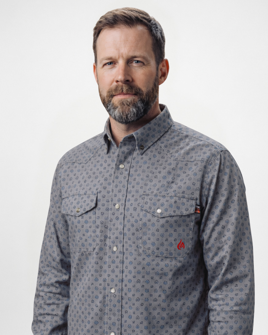 Forge Fr Men's Grey Plaid Printed Long Sleeve Shirt