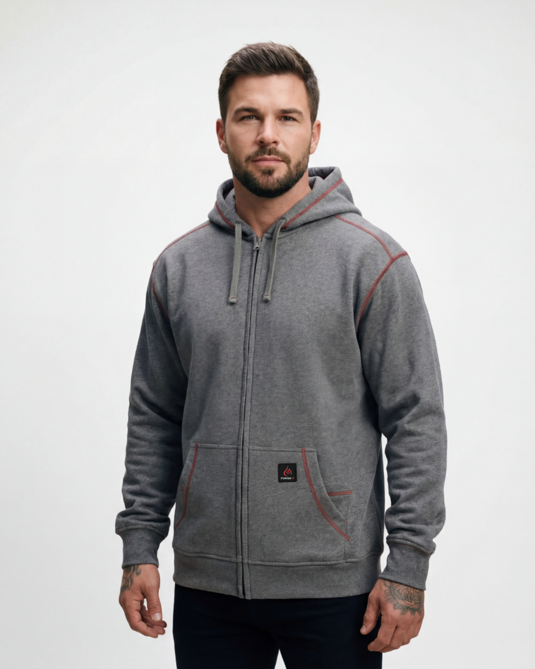 Forge Fr Men's Grey Hoodie With Zipper