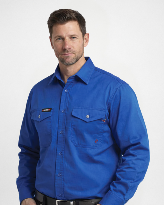 Forge Fr Men's Solid Royal Blue Long Sleeve Shirt