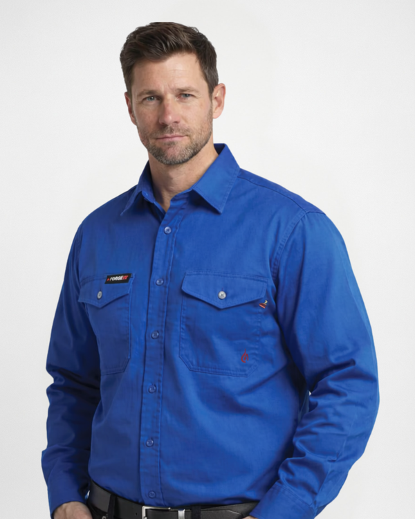 Forge Fr Men's Solid Royal Blue Long Sleeve Shirt