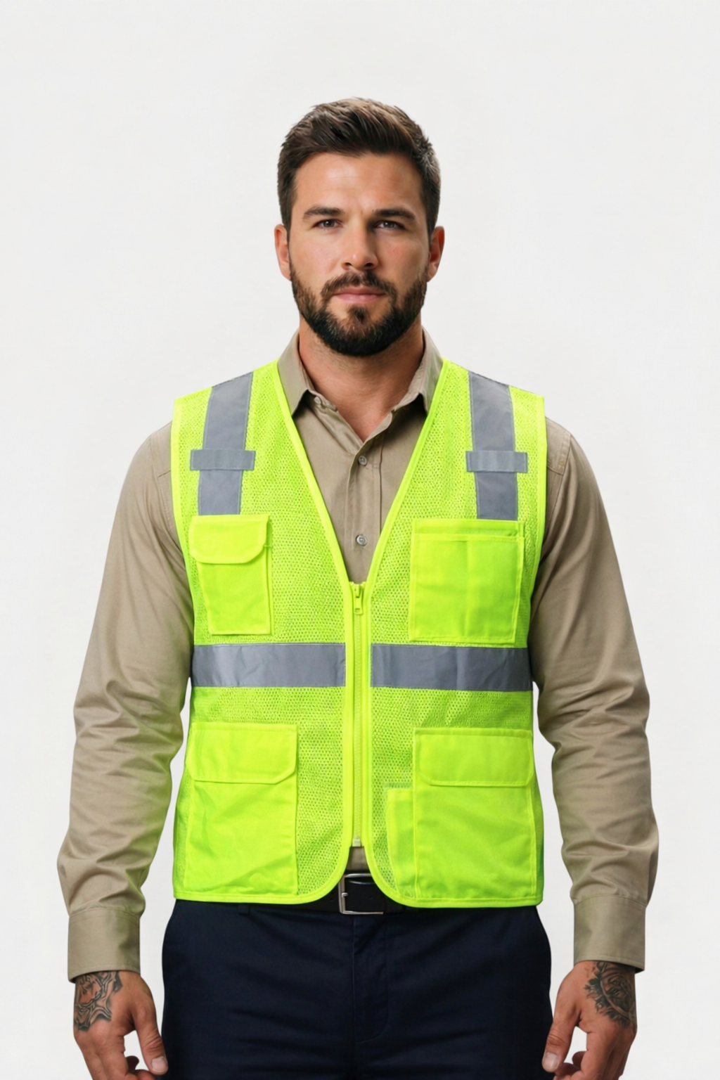 Forge  Men's Hi-Vis Surveyor Zip Eight Pocket Vest