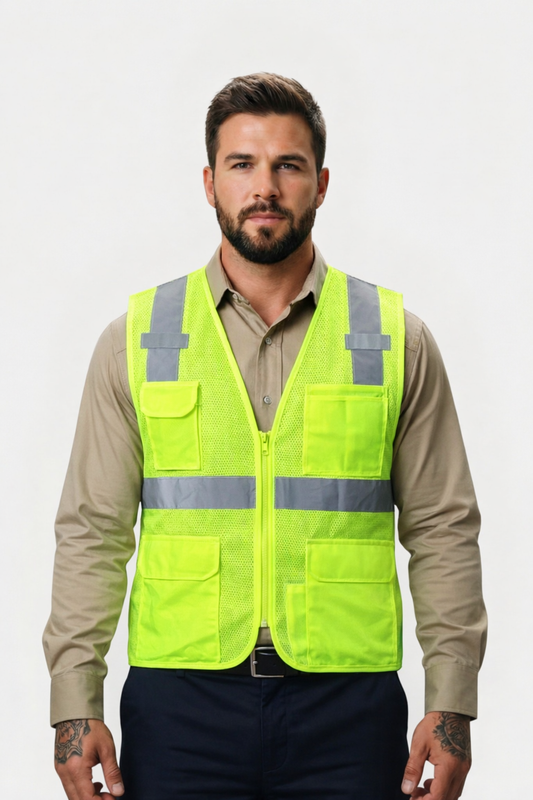 Forge  Men's Hi-Vis Surveyor Zip Eight Pocket Vest
