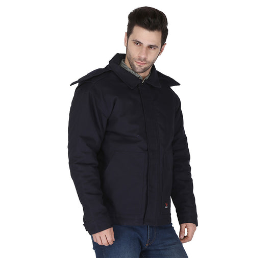 Forge Fr Men's Navy Insulated Duck Hooded Jacket