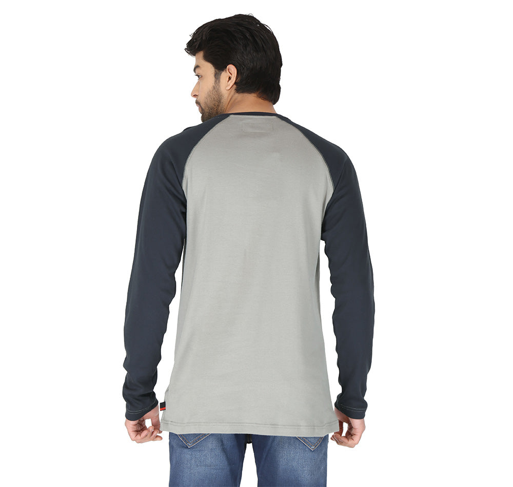 Forge Fr Men's Grey & Navy Baseball Long Sleeve T-shirt