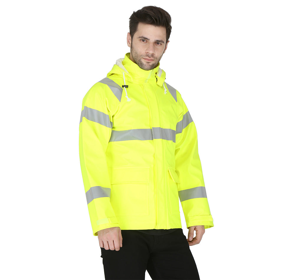 Forge Fr Men's Yellow hi-Vis Rain Jacket S