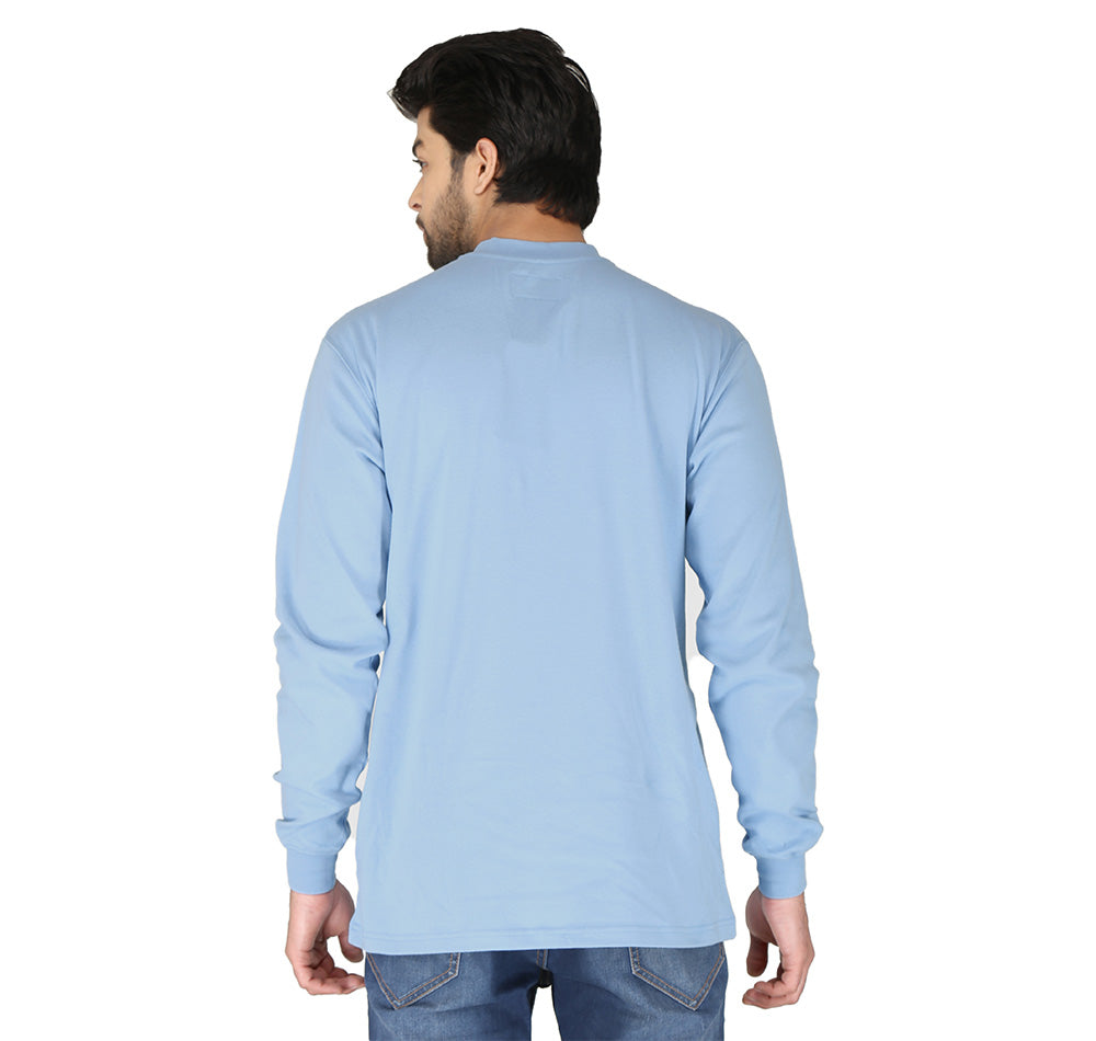 Men's Long Sleeve Henley 3 Button Pullover Cotton T-Shirt Crew Neck