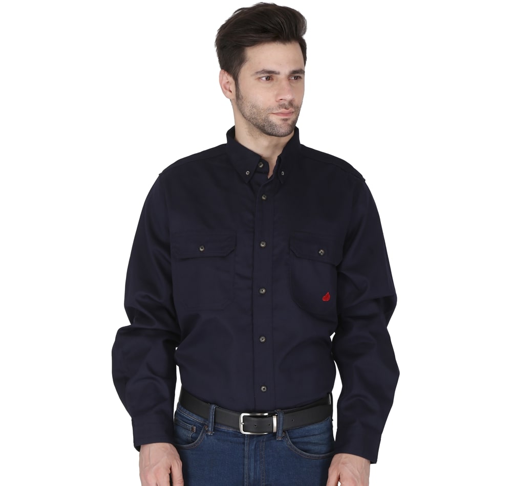 Forge Fr Men's Navy Button Long Sleeve Shirt