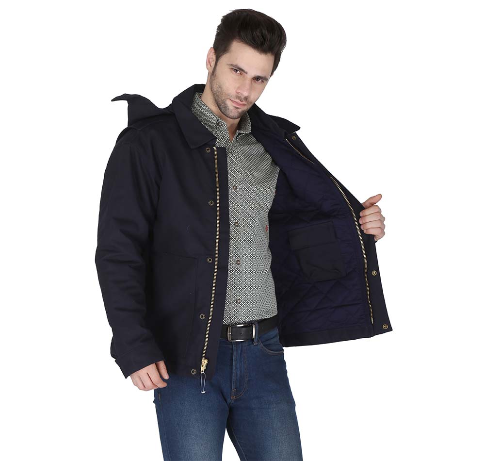 Forge Fr Men's Navy Insulated Duck Hooded Jacket – FORGE FR