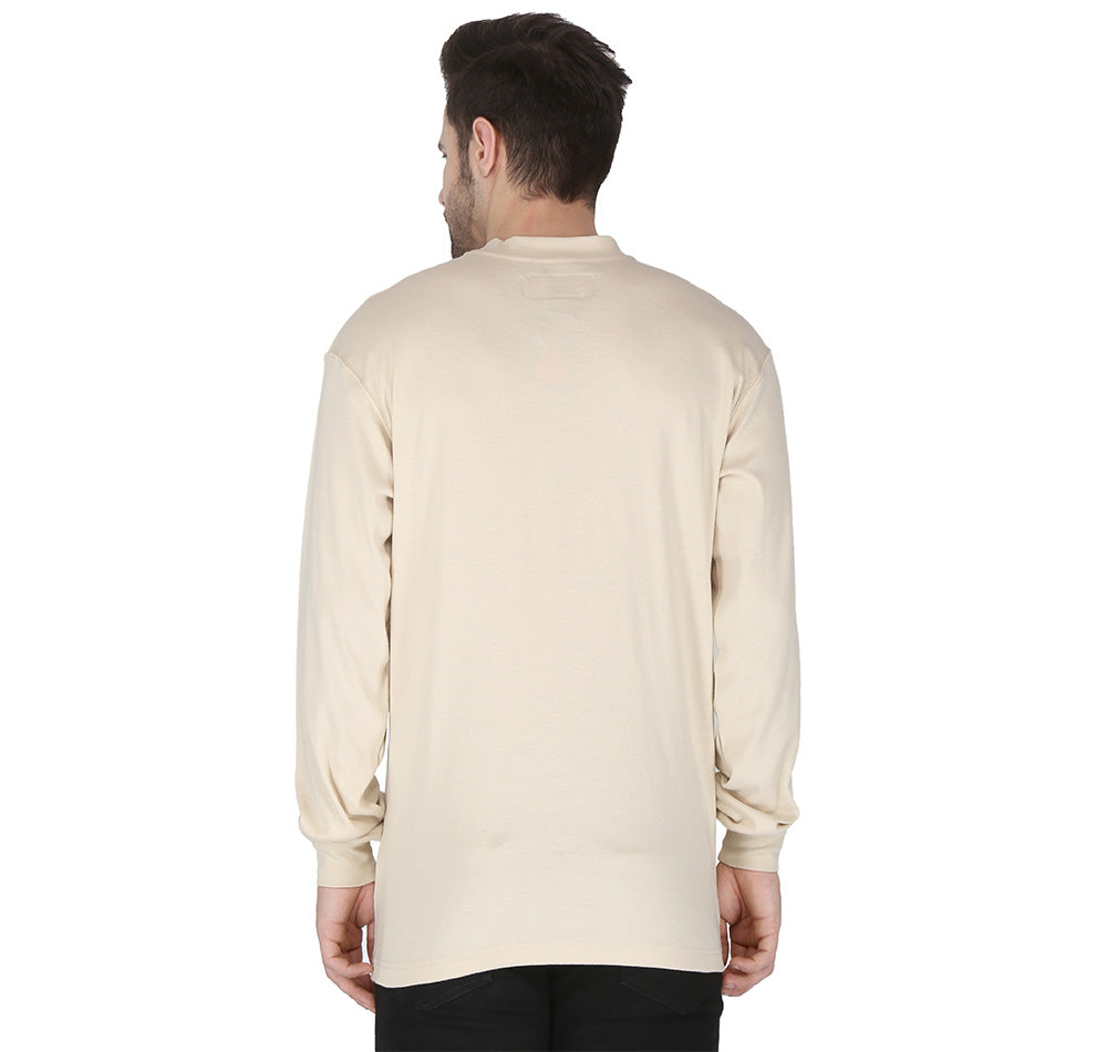 Forge Fr Men's Sand Henley Neck Long Sleeve T-shirt