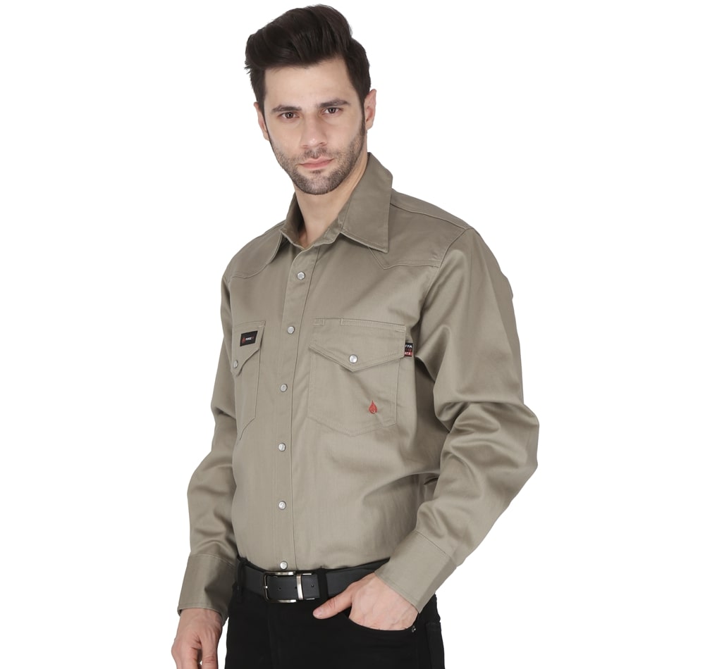 Forge Men s FR Solid Shirt Khaki Large