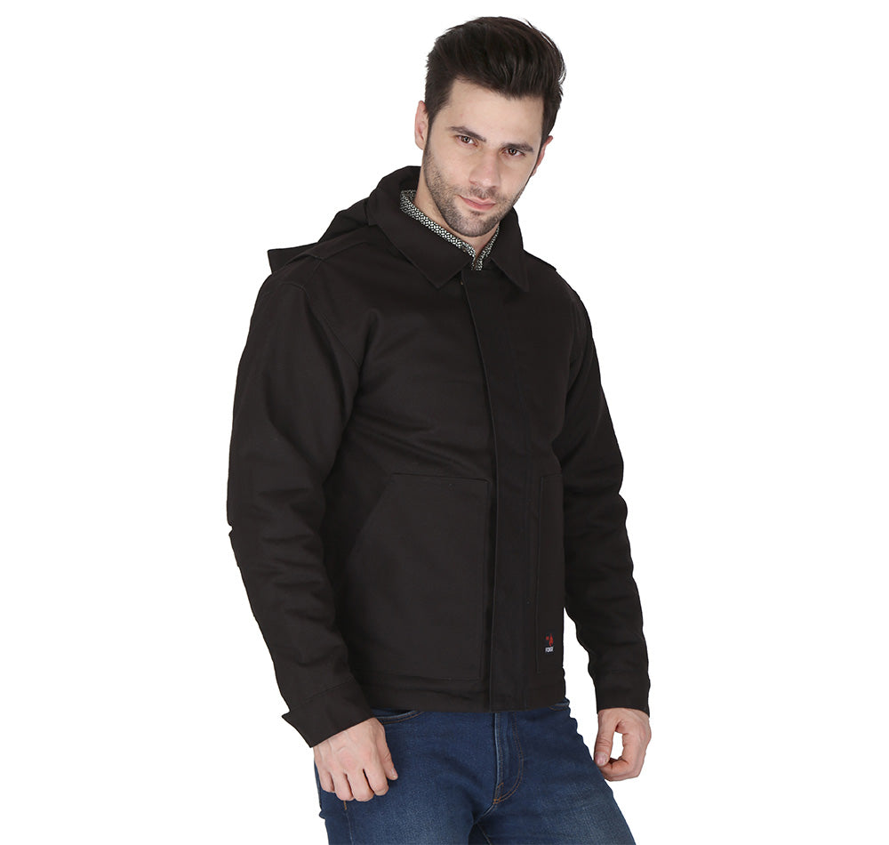 Forge Fr Men's Black Insulated Duck Hooded Jacket