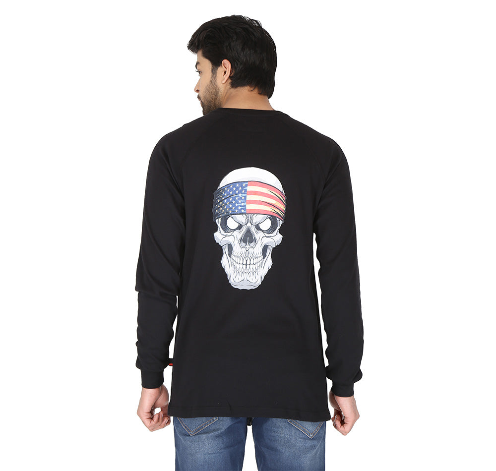 Forge Fr Men's Skull Print Black Long Sleeve T-shirt