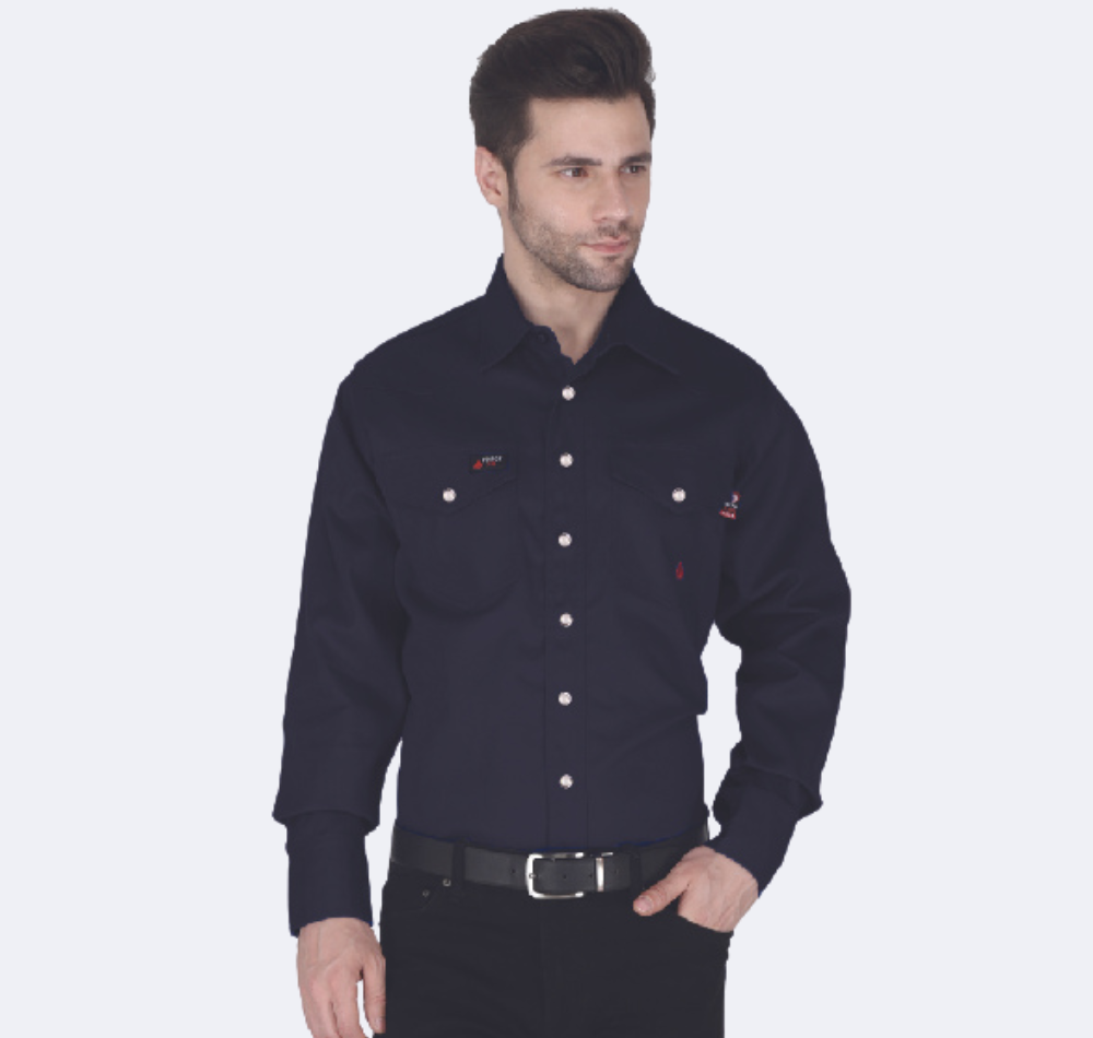 Forge Fr Men's Solid Navy Long Sleeve Shirt