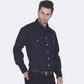 Forge Fr Men's Solid Navy Long Sleeve Shirt